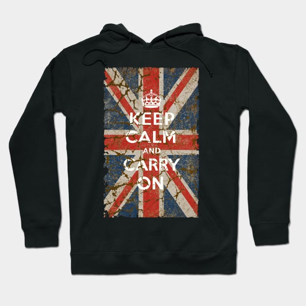 Keep Calm and Carry On with UK  Flag Hoodie by cartogram